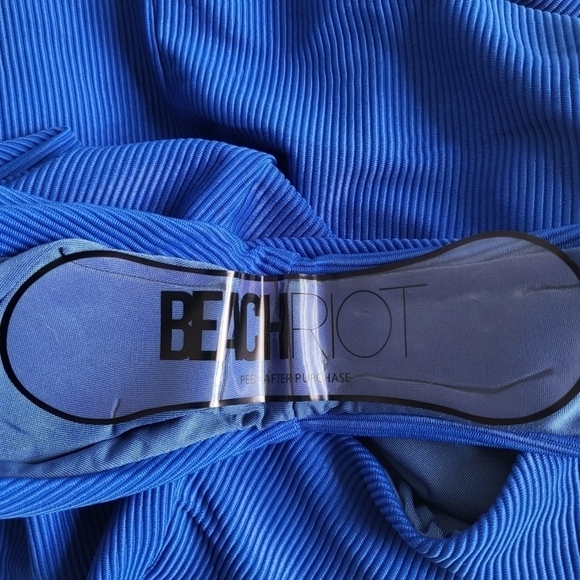 New Beach Riot Nia Asymetrical One Shoulder Tie Deep Ocean Swimsuit NWOT Medium - Picture 12 of 14